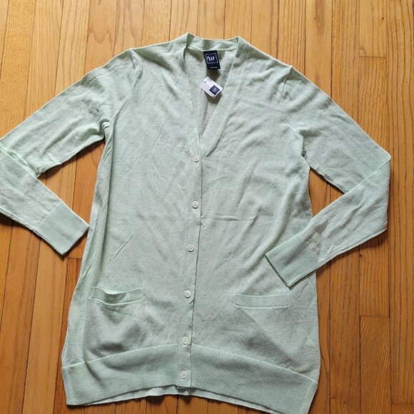 Gap Mint Green Longer Button Up Cardigan Small NWT - Picture 5 of 8